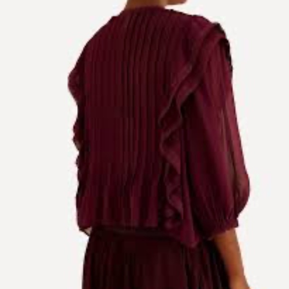 Farm Rio Burgundy Ruffled Blouse! Size S NEW with TAGS - Picture 7 of 13